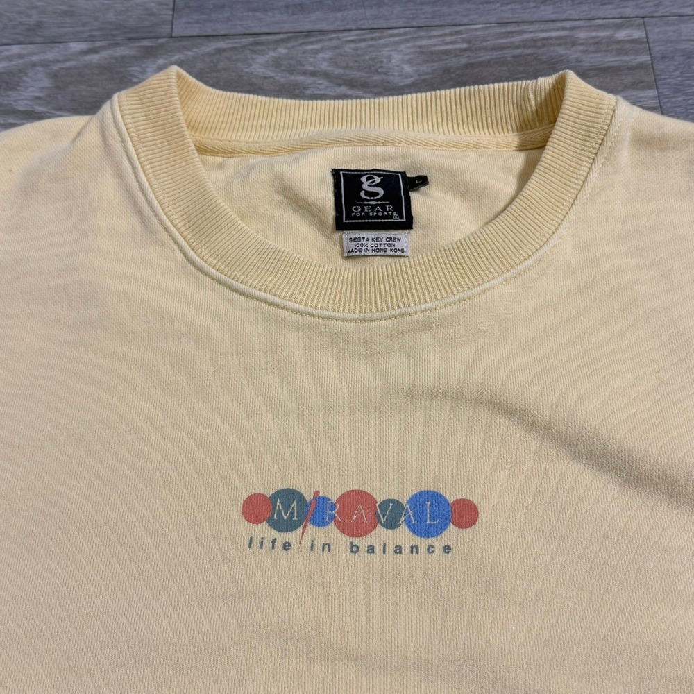 Vintage 90s Miraval Resort‎ Life in Balance Sweatshirt Large Yellow Pullover